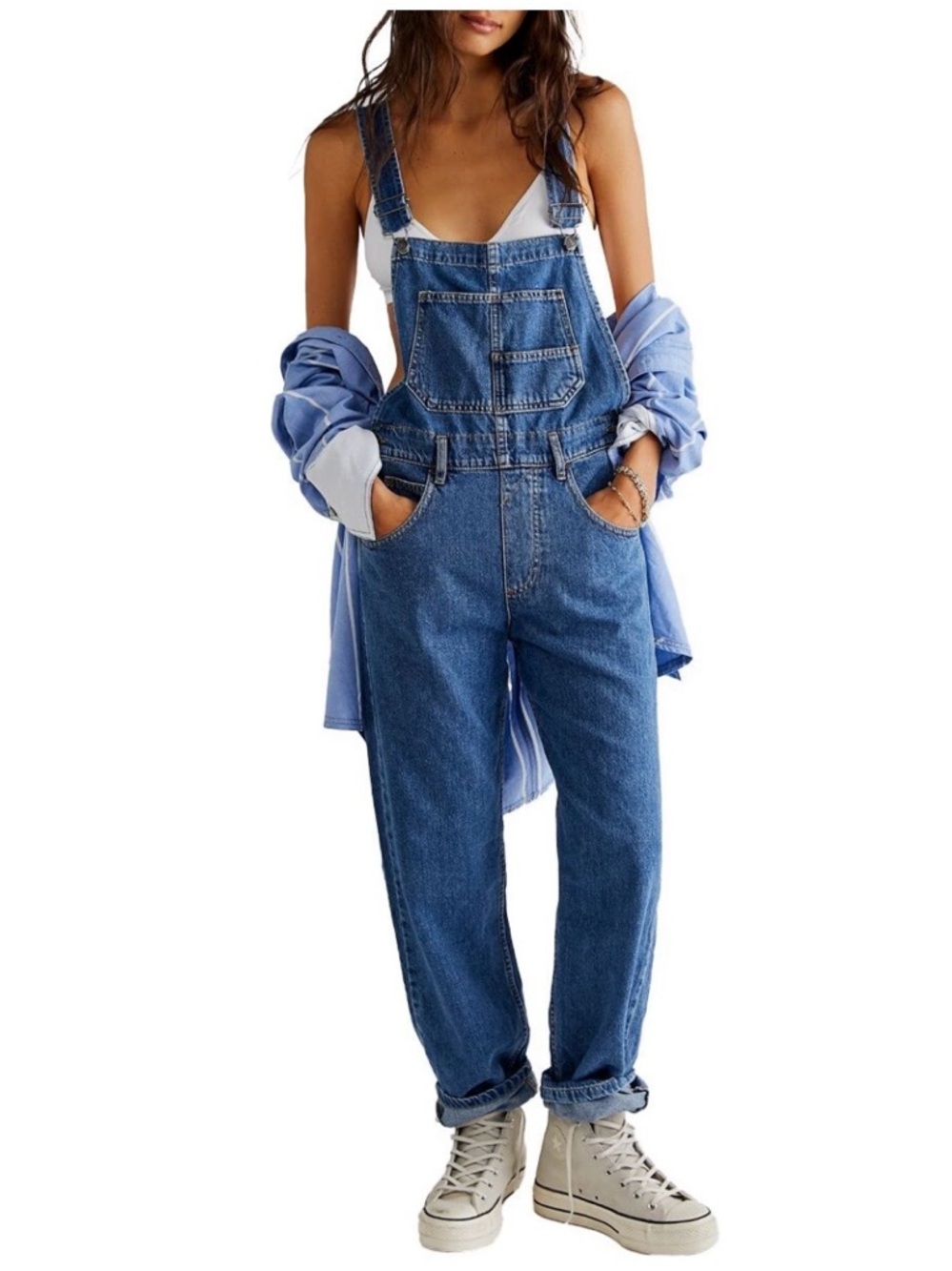 We the Free ZIGGY Denim Overalls - Medium Sapphire Blue NWT